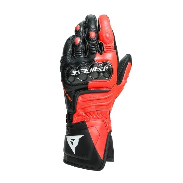 כפפות עור מירוץ ארוכות CARBON 3 שחור אדום לבן XL